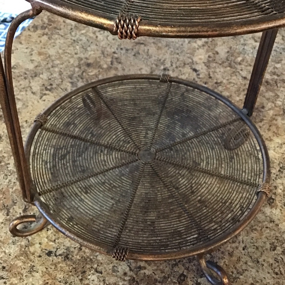 FINAL SALE GORGEOUS Antique Bronze color Two-Tier Metal Stand - Picture 4 of 4